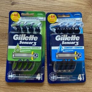 NEW 2 packs of Gillette sensor 3 razors